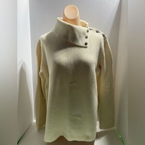 Cream Ribbed Women Sweater